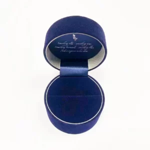 Navy blue velvet ring box