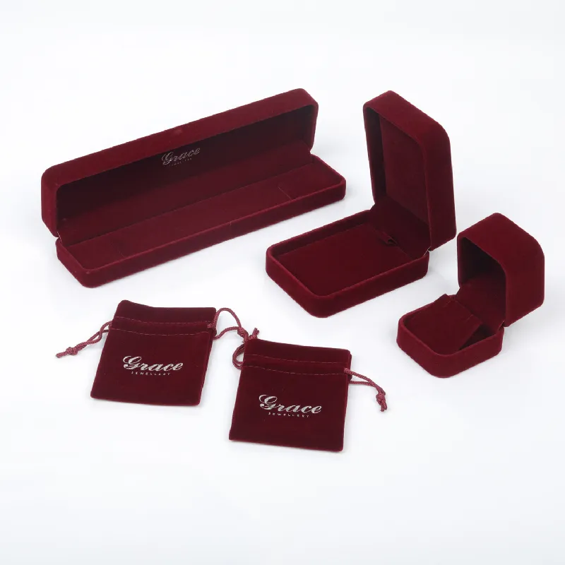 Red velvet hinge jewelry box